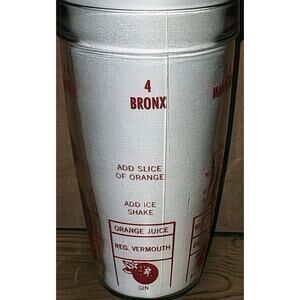 Vintage Barware Bloomfield Industries Glass Shaker Tumbler Drink Mix Recipes